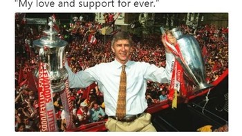 Ucapan perpisahan Wenger pun banyak ditulis netizen di Twitter. Foto: istimewa