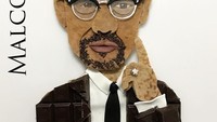 Ini salah satu aktivis Amerika Serikat yang menuntut hak warga kulit hitam di sana. Malcolm Little atau lebih dikenal dengan Malcolm X tewas diberondong peluru di tahun 1965. Ini sosoknya kalau digambar dengan roti dan cokelat batangan. Foto: Instagram @year_of_the_sandwich