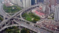 Puxi Viaduct, Shanghai, China. Jalan persimpangan ini memiliki 6 tingkat. Jalan ini berada di antara Nanbei Road dan Yanan Road. Istimewa/10mosttoday.com/Google Maps.