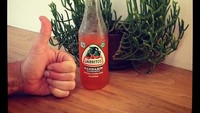 Sepertinya ini salah satu minuman favoritnya. Minuman bersoda dengan rasa jeruk Mandarin. Ia sampai mengangkat sebuah jempol untuk minuman ini. Foto: Instagram @harrystyles