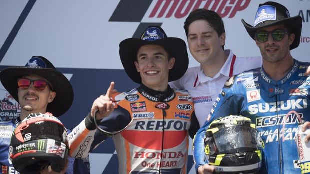 Tiga pebalap yang berhasil meraih podium MotoGP Amerika Serikat musim lalu.