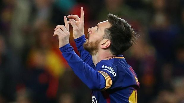lionel messi Soccer Football - La Liga Santander - FC Barcelona vs Leganes - Camp Nou, Barcelona, Spain - April 7, 2018 Barcelona's Lionel Messi celebrates scoring their second goal REUTERS/Albert Gea