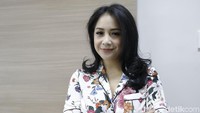 Nagita Slavina saat berkunjung ke kantor detikcom, Jakarta Selatan pada Senin (23/4). 