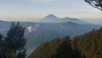 Dari Penanjakan 1 terlihat pemandangan Kaldera Tengger, seperti Gunung Bromo dan Gunung Batok. Di kejauhan, puncak Gunung Semeru pun terlihat (Kurnia/detikTravel)