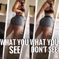 Tampilan perut yang berlipat juga kadang ditutupi. Chessie pun memparodikannya seperti ini. Foto: Instagram Chessie King