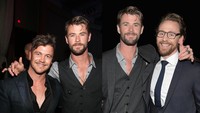 Gala premier Avengers: Infinity War digelar di California, AS. Tampak Chris Hemsworth hadir di acara tersebut bersama adik kandung dan adik tirinya.  Foto: Dok. Getty Images
