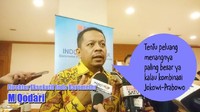 Direktur Eksekutif Indo Barometer M Qodari mengatakan peluang menang Jokowi jika berpasangan dengan Prabowo akan sangat besar, dan keduanya akan jadi pasangan terkuat.