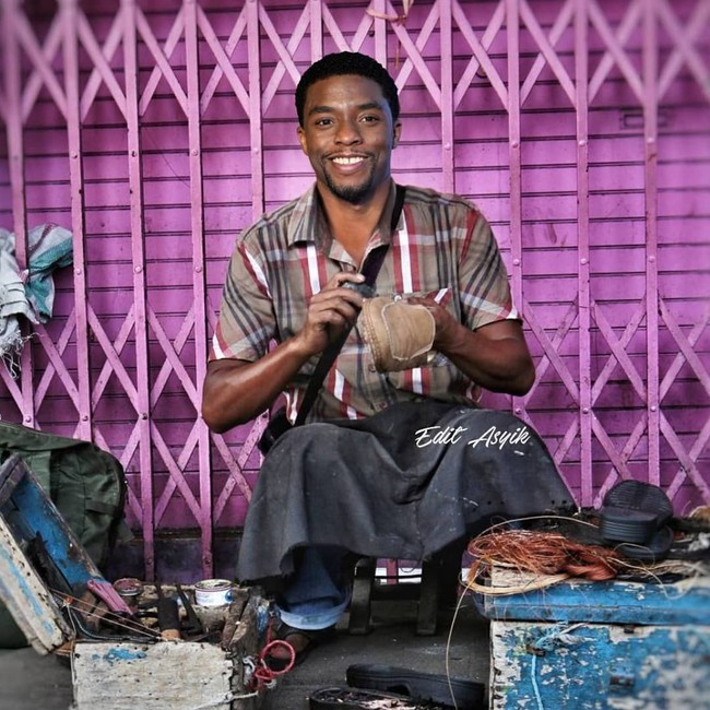 Ternyata alter ego Black Panther adalah TChalla si tukang sol sepatu. Foto: Instagram/@editasyik