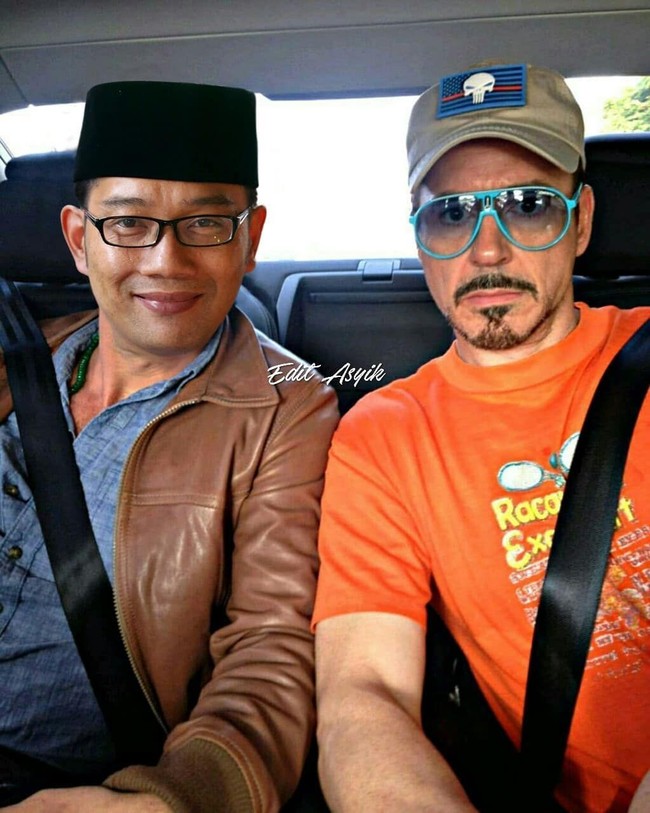 Ridwan Kamil akrab banget ya bareng Robert Downey Jr.  Foto: Instagram/@editasyik