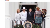 Bahkan ada yang mengganti foto Trump dengan Antelo. Ini adalah foto saat Tump dan istrinya Melania menerima kunjungan kenegaraan dari Presiden Prancis Emmanuel Macron dan Brigitte Macron. (Foto: dok. Twitter)