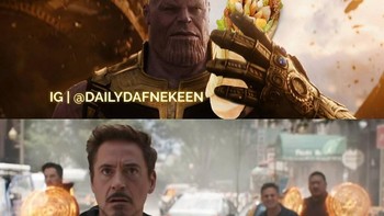 Ternyata Thanos tahu kalau Tony Stark lemah jika ditawari shawarma. Foto: istimewa