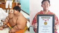Bocah asal Karawang yang pernah dinobatkan MURI jadi anak terberat di dunia, Ariya Permana, turun 80 kg. Ariya pun bertekad untuk puasa penuh di bulan Ramadan nanti. (Foto: Dok. detikcom)
