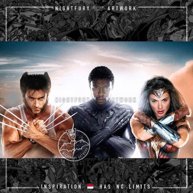 Kok bisa samaan begini pose mereka? Siapa favoritmu? Wolverine, Black Panther atau Wonder Woman? Foto: Instagram/@nightfury_artwork