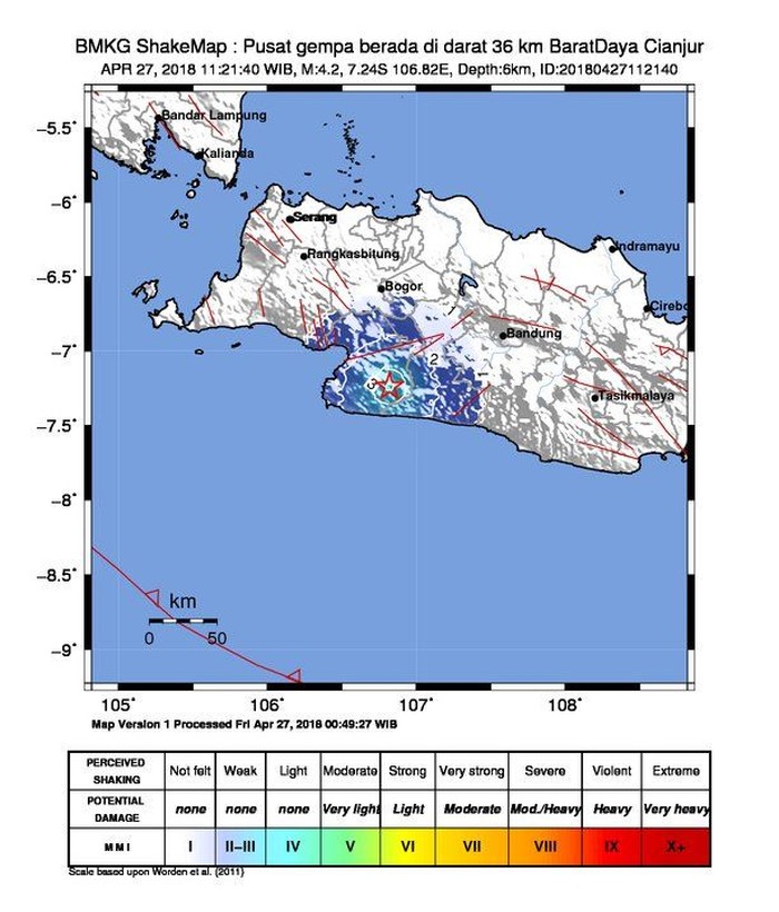 Gempa 4,2 SR Guncang Cianjur-Sukabumi
