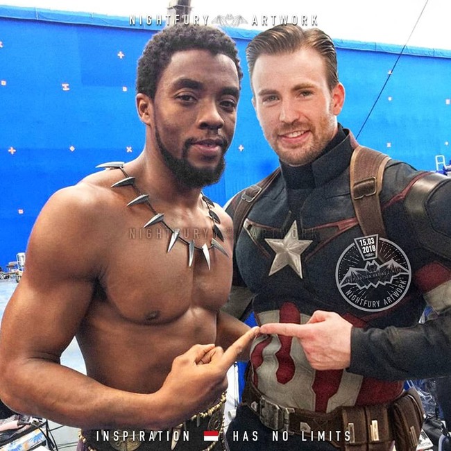Cucok meong ya pose Black Panther dan Captain America yang saling menyatukan jari telunjuk mereka. Foto: Instagram/@nightfury_artwork