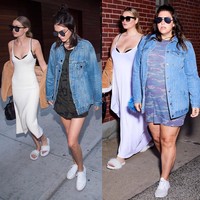 Tak hanya mengajak Ryan Dziadul, Katie Sturino juga mengajak blogger plus size lainnya yaitu Hunter McGrady saat menirukan gaya Gigi Hadid dan Kendal Jenner. Foto: Instagram/the12ishstyle