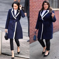Blogger bertubuh plus size bernama Katie Sturino rutin rutih mengunggah foto-foto menirukan gaya selebriti dunia di akun Instagram-nya. Foto-fotonya saat meniru Meghan Markle jadi viral. Foto: Instagram/the12ishstyle
