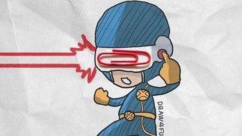 Cyclop, menggunakan paperclip sebagai kacamata super yang menjadi senjatanya. (Foto: Nguyen Quang Huy)