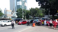 Sebelumnya satu lajur Jalan Medan Merdeka Barat digunakan untuk pawai dalam rangka kegiatan di Monas (Foto: Matius Alfons/detikcom)