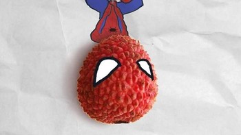 Spiderman, menggunakan buah berry merah sebagai topengnya. (Foto: Nguyen Quang Huy)