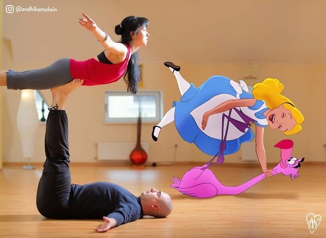 Alice tidak lagi di Wonderland, tapi ikut kelas yoga. Foto: Dok. Instagram/Andhika Muksin