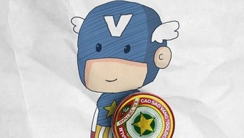 Captain Amerika, menggunakan lencana milik Vietnam sebagai senjatanya. (Foto: Nguyen Quang Huy)