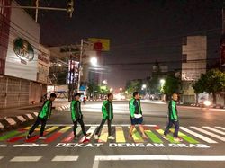 Hias Zebra Cross di Semarang, Grab Pecahkan Rekor