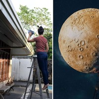 Seperti pemotretan di belakang rumah berikut. Menggunakan sebuah tangga dan sejumlah editan, Katrina terlihat seperti menggapai bulan. Foto: Boredpanda