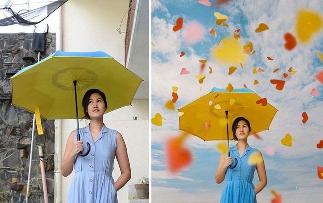 Dalam foto-fotonya, Katrina pun sering bermain dengan properti lain seperti payung atau buku. Foto: Boredpanda