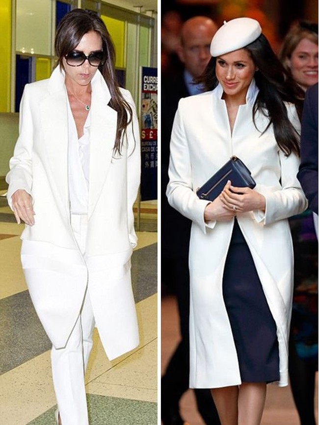 Meghan dan Vic memiliki mantel putih serupa. Foto: Istimewa