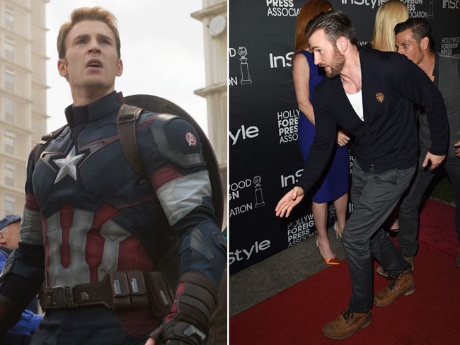 Seperti di film Avengers, sang pemeran Captain America, Chris Evans, suka tampil kasual dengan kaus ketat yang mempertegas guratan ototnya. (Foto: Getty Images)