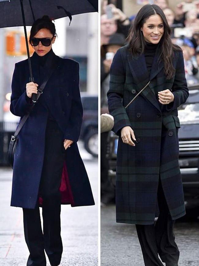 Padu padan musim dingin ala dua wanita stylish dunia, antara coat dan celana flare panjang menutupi sepatu. Foto: Istimewa