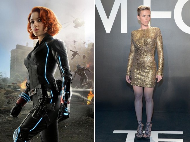 Kostum Black Widow yang ketat mempertegas keseksikan tubuh pemerannya, Scarlett Johansson. Aktris yang satu ini memang identik dengan busana-busana seksi. (Foto: Getty Images)