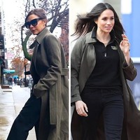 Begini tampilan kasual ala Meghan dan Vic. Padu padan atasan dan celana hitam, juga coat hijau untuk tampil stylish. Foto: Istimewa