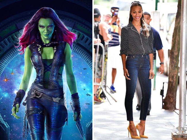 Seperti Gamora yang pemberani, Zoe Saldana pun tak takut bereksperimen untuk urusan fashion. Seperti ketika ia tampil dengan blouse bergaya piyama yang dipadukan dengan jeans. (Foto: Getty Images)