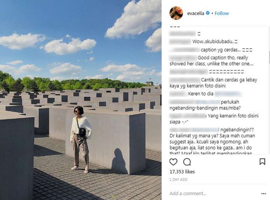 Berpose di Holocaust Monumen, Eva Celia Justru Dipuji Netizen