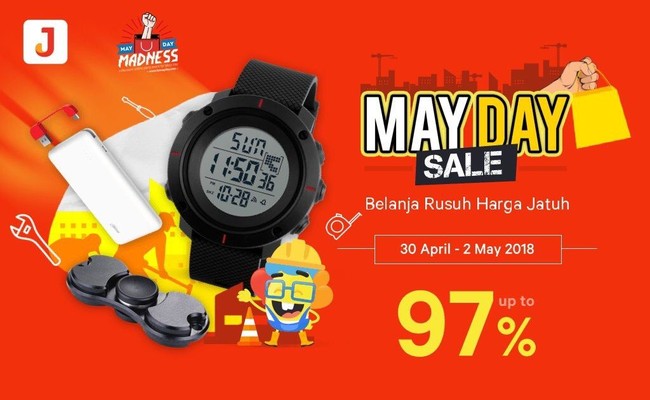 Menyambut hari buruh 2018, sebanyak 75 e-commerce memberikan diskon spesial. Salah satunya adalah Jakmall yang menawarkan diskon hingga 97% di hari buruh. Hingga 2 Mei mendatang,  temukan tas, kipas angin, jam tangan, power bank hingga fidget spinner selama periode diskon buruh 2018 ini. Segera kunjungi situsnya sebelum kehabisan item menariknya! Foto: Dok. Jakmall
