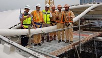 Hal itu disampaikannya langsung di titik tertinggi pekerjaan MRT, pada atap stasiun MRT Jakarta di kawasan Blok M, Jakarta Selatan. @williamsabandar/Istimewa.