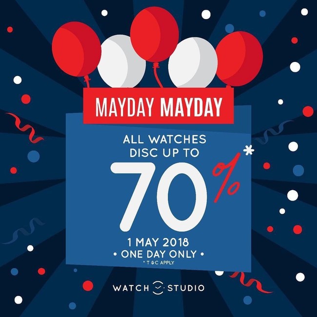 Anda pun bisa menemukan jam tangan dengan harga lebih miring di hari buruh ini. Watch Studio sale hingga 70% pada sejumlah opsi untuk merek-merek ternama. Jam tangan diskon keluaran Elle, Police, Timberland, Condotti, hingga Furla bisa didapati di gerai St. Moritz Lippo Puri Mall Jakarta, Summarecon Mal Bekasi, Centre Point Mall GF Sun Plaza Medan, Mall Bali Galeria, Lippo Mall Kuta, dan Discovery Mall Bali. Foto: Dok. Watch Studio