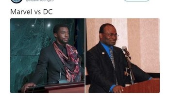 Kalau Marvel tampak berwibawa, DC malah seperti orang bingung yang sering dipakai dalam meme. (Foto: Twitter)