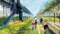 Untuk mendorong masyarakat sekitar mengadopsi pilihan transportasi yang lebih hijau, masing-masing jalur juga akan dilengkapi dengan sepeda listrik dan stasiun pengisian kendaraan, serta penyewaan sepeda listrik. Istimewa/Inhabitat.