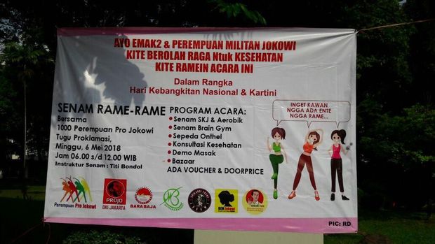 Relawan Perempuan Militan Jokowi Gelar Senam di Tugu Proklamasi