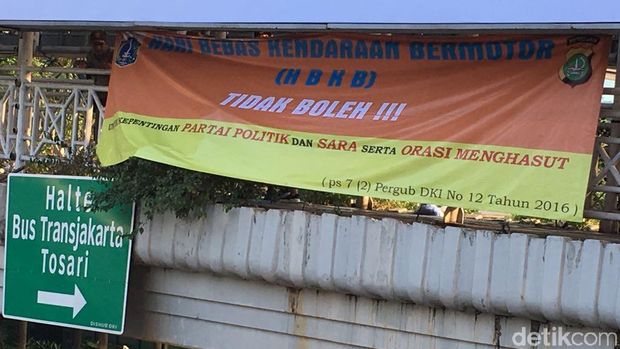 Satpol PP Pasang Larangan Kegiatan Politik dan SARA di CFD