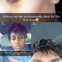 Wanita ini memutuskan untuk mencoba makeover rambut di salon untuk pertama kalinya. Setelah mendapat hasil yang tak sesuai harapan, sepertinya ia tak akan pernah mencoba ke salon lagi. Foto: Instagram @randall_414_