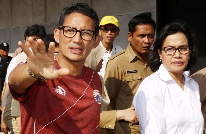 Duet Sri Mulyani Dan Sandiaga Uno Cek Lapangan Banteng