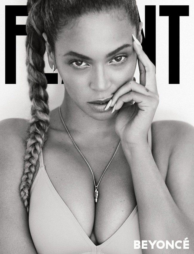 Beyonce pun pernah tanpa makeup untuk pemotretan majalah Flaunt edisi September 2015. Dengan konsep hitam-putih, hasil fotonya semakin dramatis. Foto: Pinterest