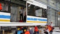 Kerangka LRT itu adalah bagian terakhir dari total delapan LRT yang akan dikirim ke Palembang nanti.
