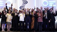 Tim Human Capital Management Telkom turut memeriahkan acara penghargaan tersebut dan berfoto bersama usai acara. Foto: dok. Telkom