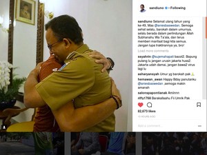 Sandiaga ke Anies yang Ulang Tahun: Jangan Lupa Traktirannya Bro
