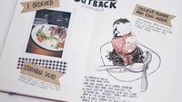 Selain menggambar, Char menghiasi buku jurnalnya dengan foto asli dari makanan yang ia pesan. Foto ini justru menambah kesan manis dan menarik dari ilustrasinya. Foto: Instagram @charvillena
